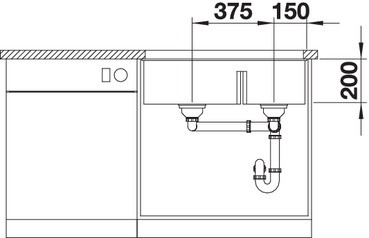 Мойка Blanco SUBLINE 430/270-U с отводной арматурой InFino® серый беж